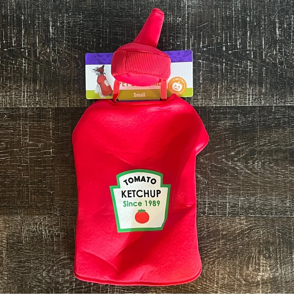 Funny Red Tomato Ketchup Bottle Pet Costume Size Small NEW!